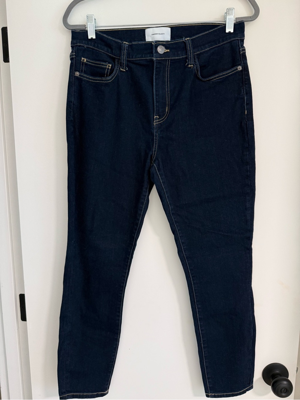 Current Elliott Vintage Cropped Slim Jeans Dark Indigo 31 - Picture 4 of 10